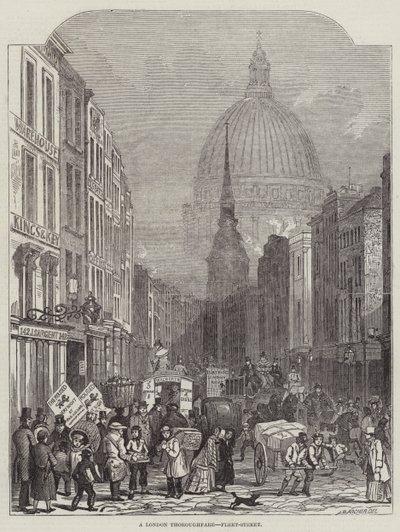 Een Londense Hoofdstraat, Fleet-Street door John Wykeham Archer